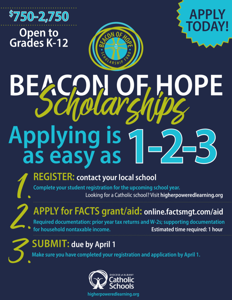 Beacon of Hope Scholarships application steps and eligibility information